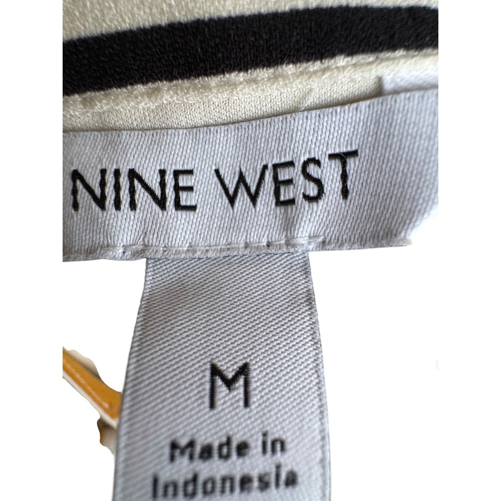 Nine West Striped Dress Medium Mustard White Sleeveless Drop Waist - Picture 6 of 7